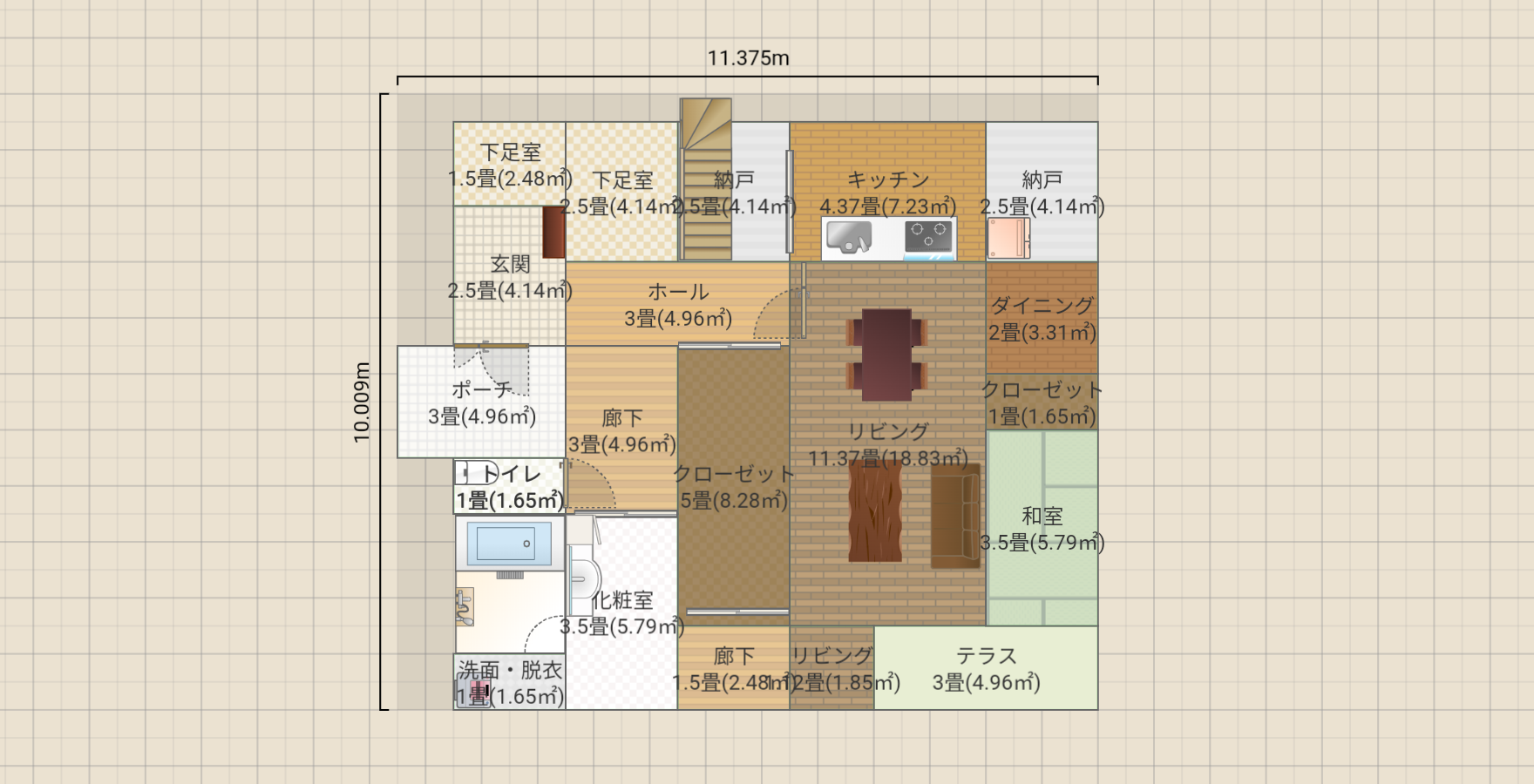 1階回廊/2階にもリビング・ミニキッチン