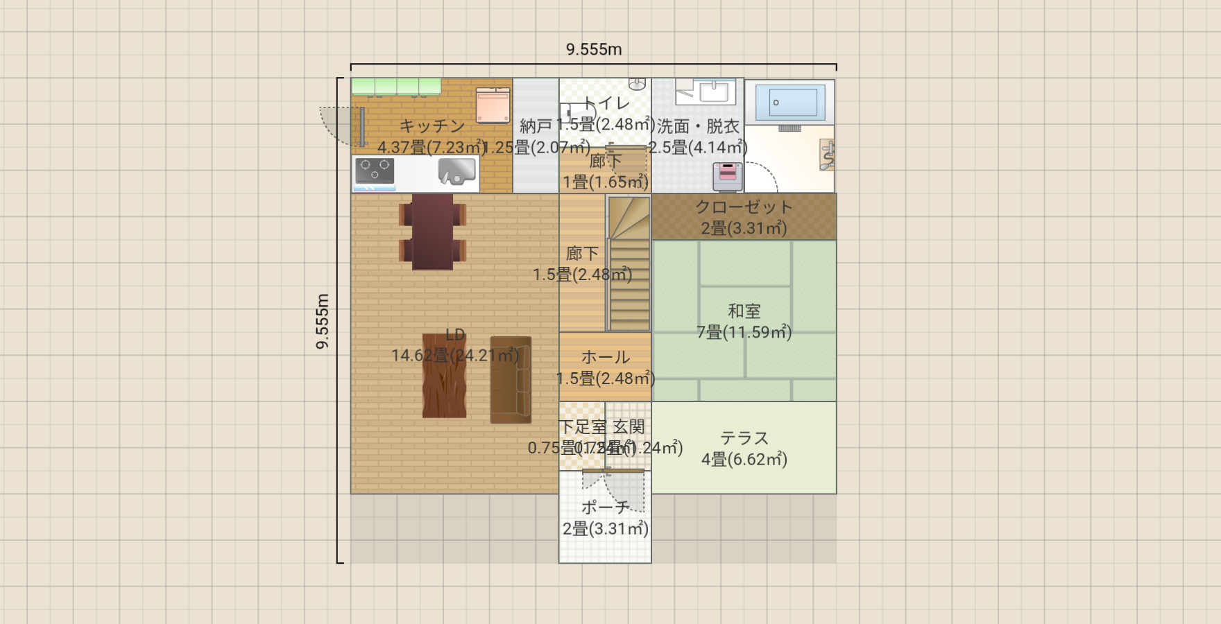 一階スッキリ/二階細かく部屋分け