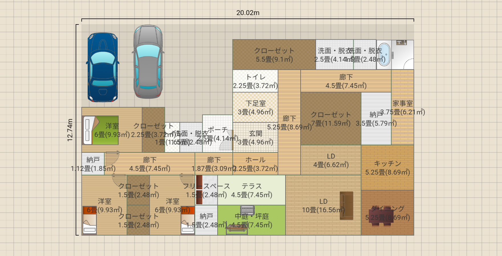 平屋/西に個室でプライベート確保