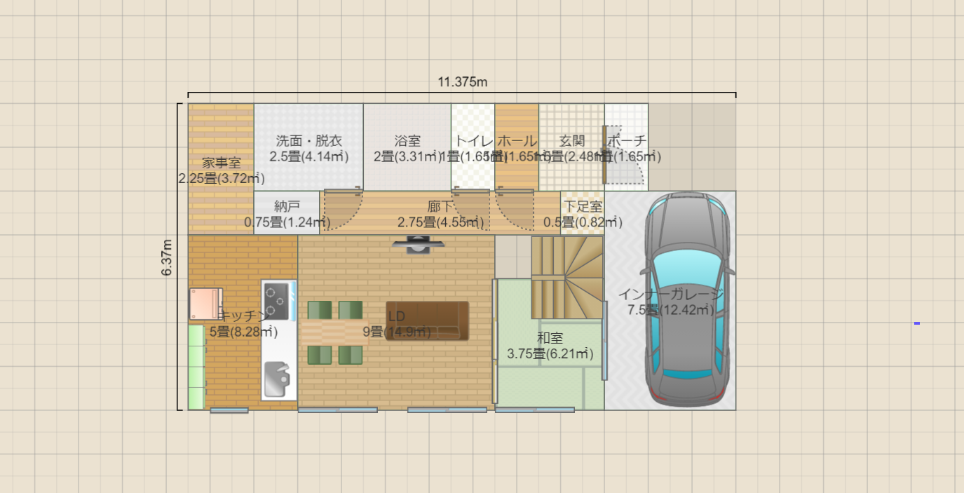 2階建て1F20坪