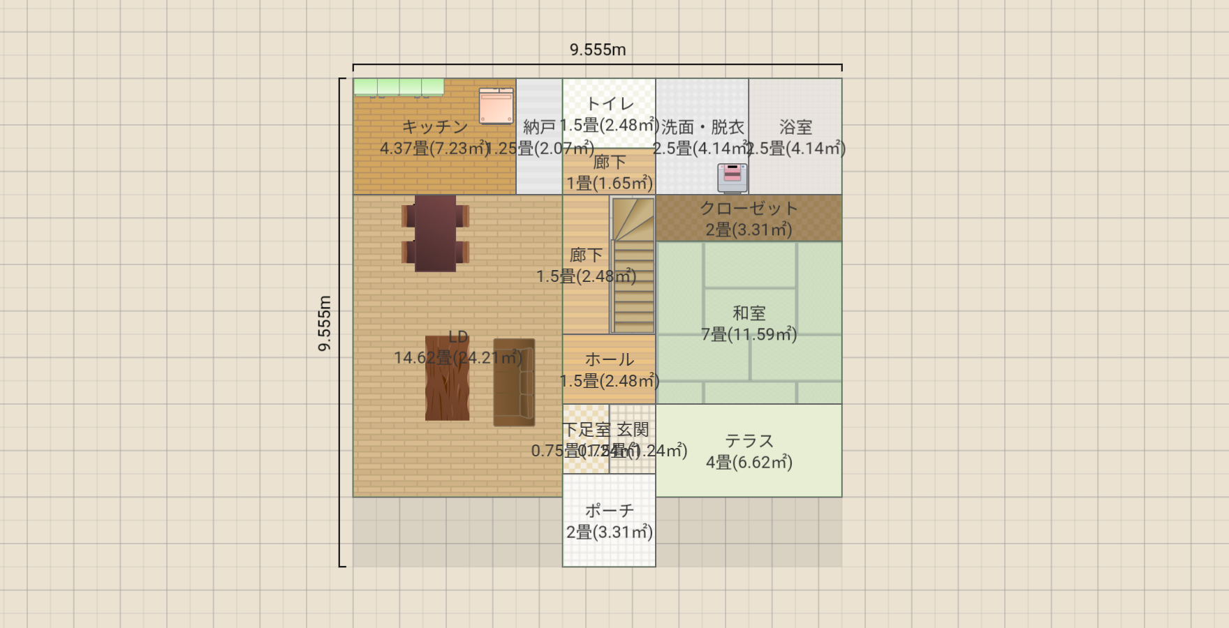 一階スッキリ/二階細かく部屋分け