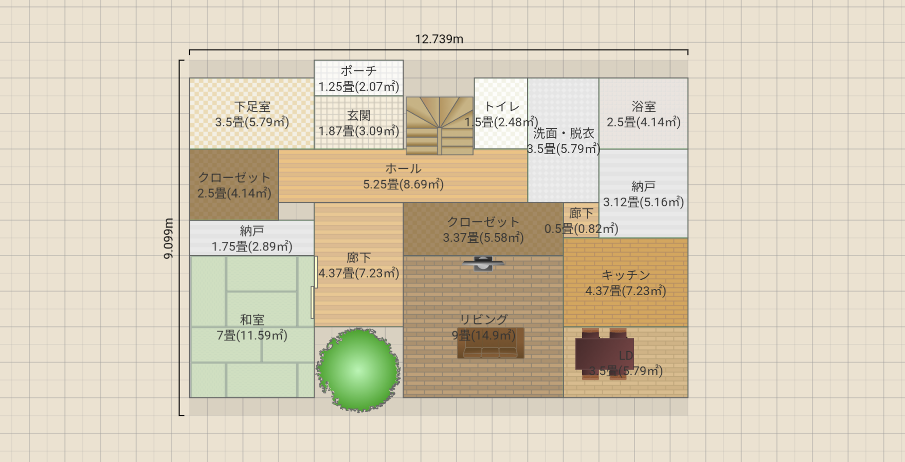 1階回廊/2階小分け洋室