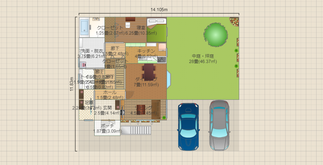 北西角地　建坪41坪　庭付き！