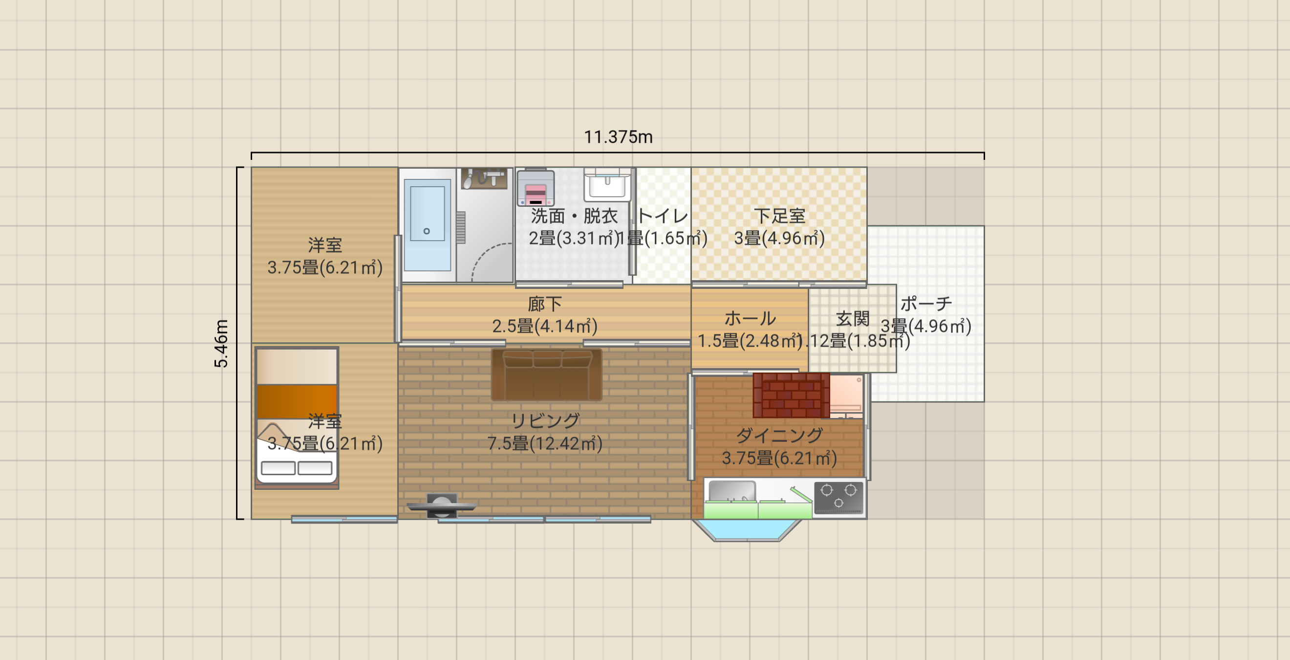 横長平屋