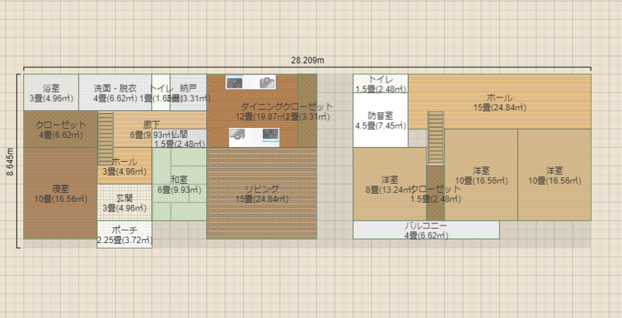 東西広め　玄関階段