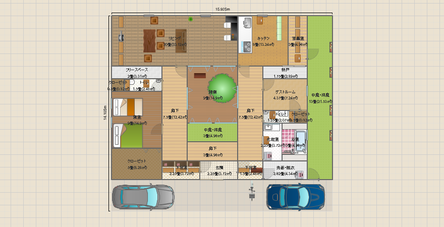 大型犬と住む平屋