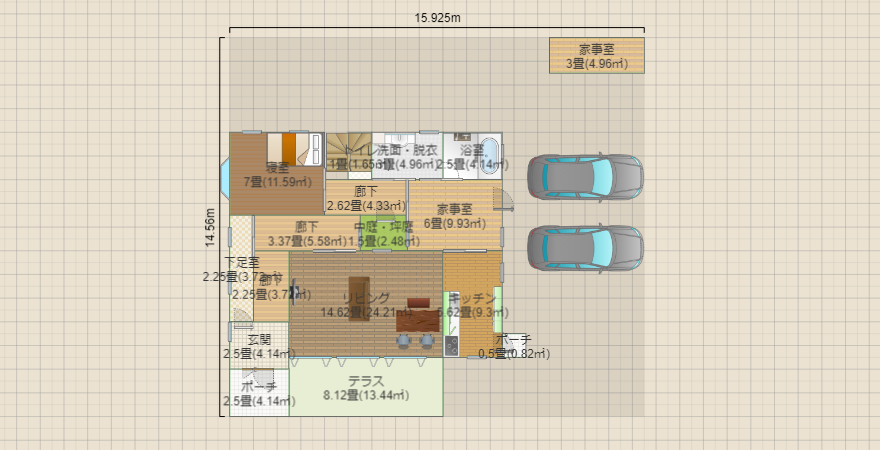 右東側斜面活用屋上デッキカーポート