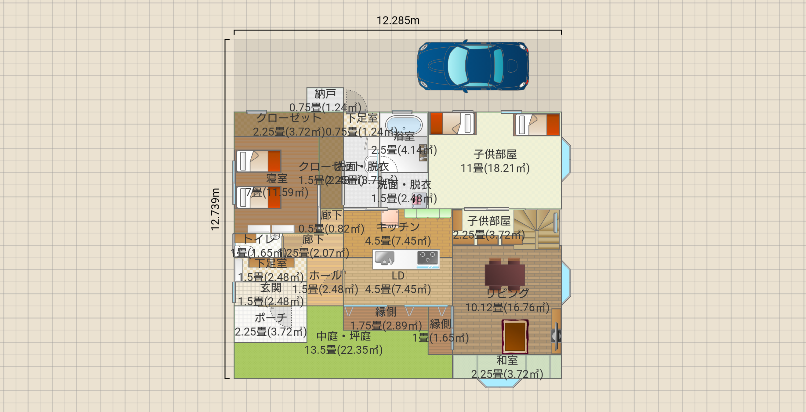 平屋35坪3LDK中庭