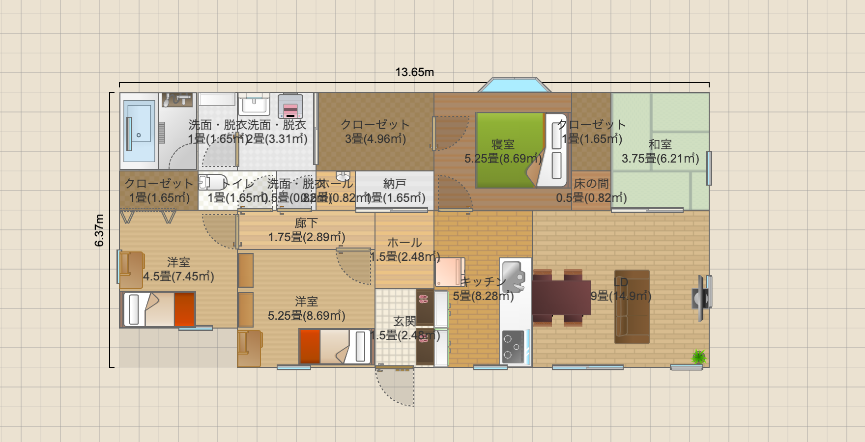 平屋　2５坪　４LDK