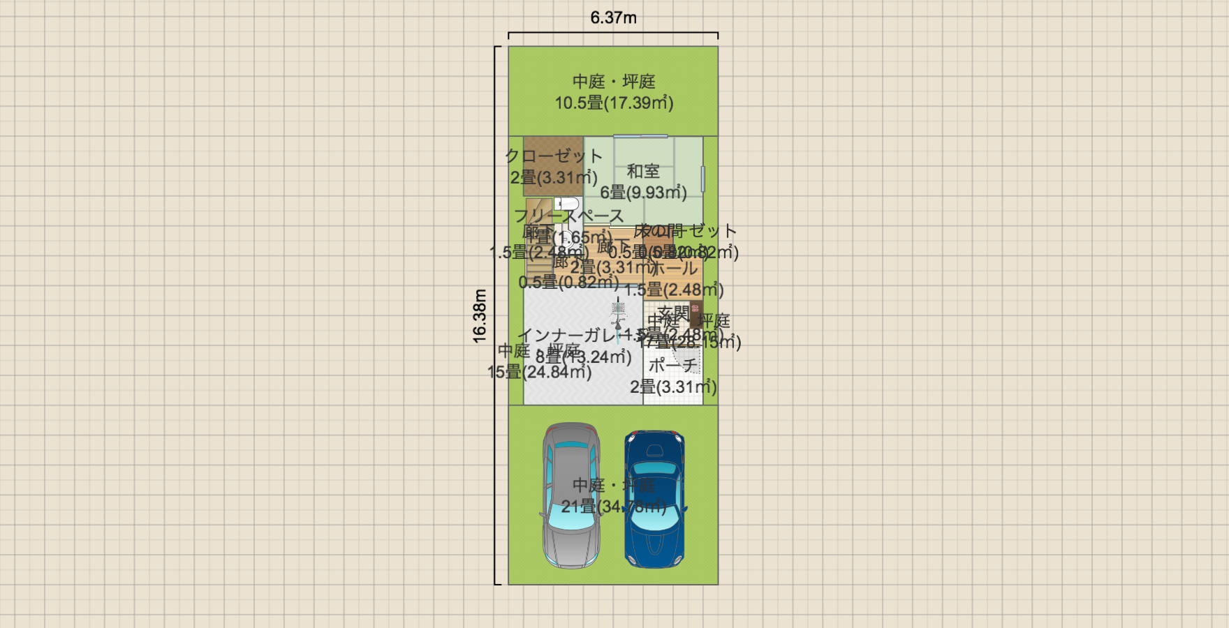 ３階建てインナーガレージ