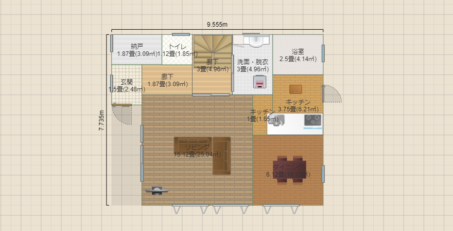 40坪 南西角窓LDK-2