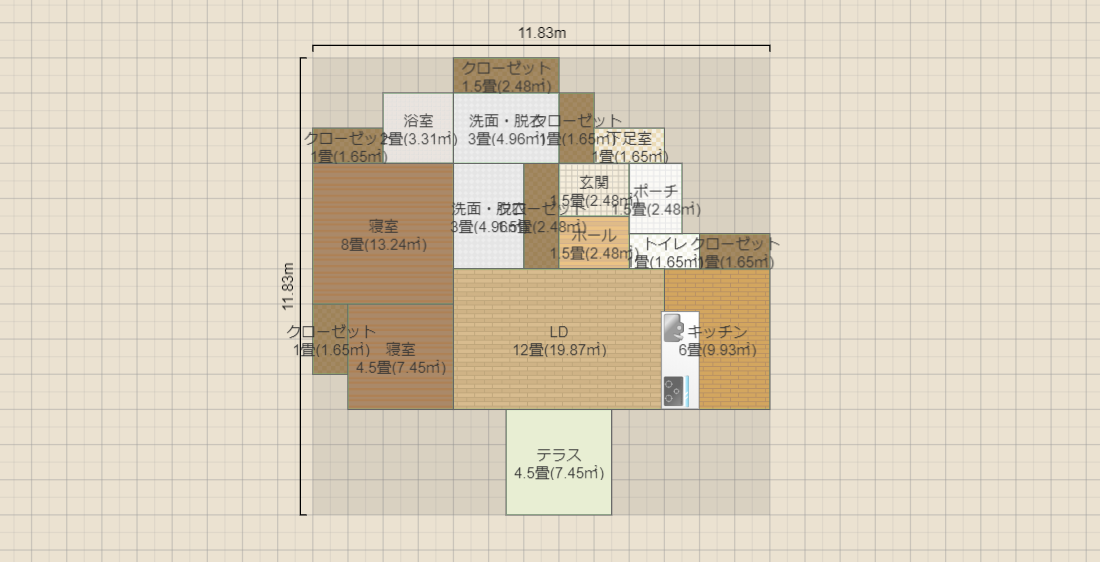 使いやすい各部屋サイズ