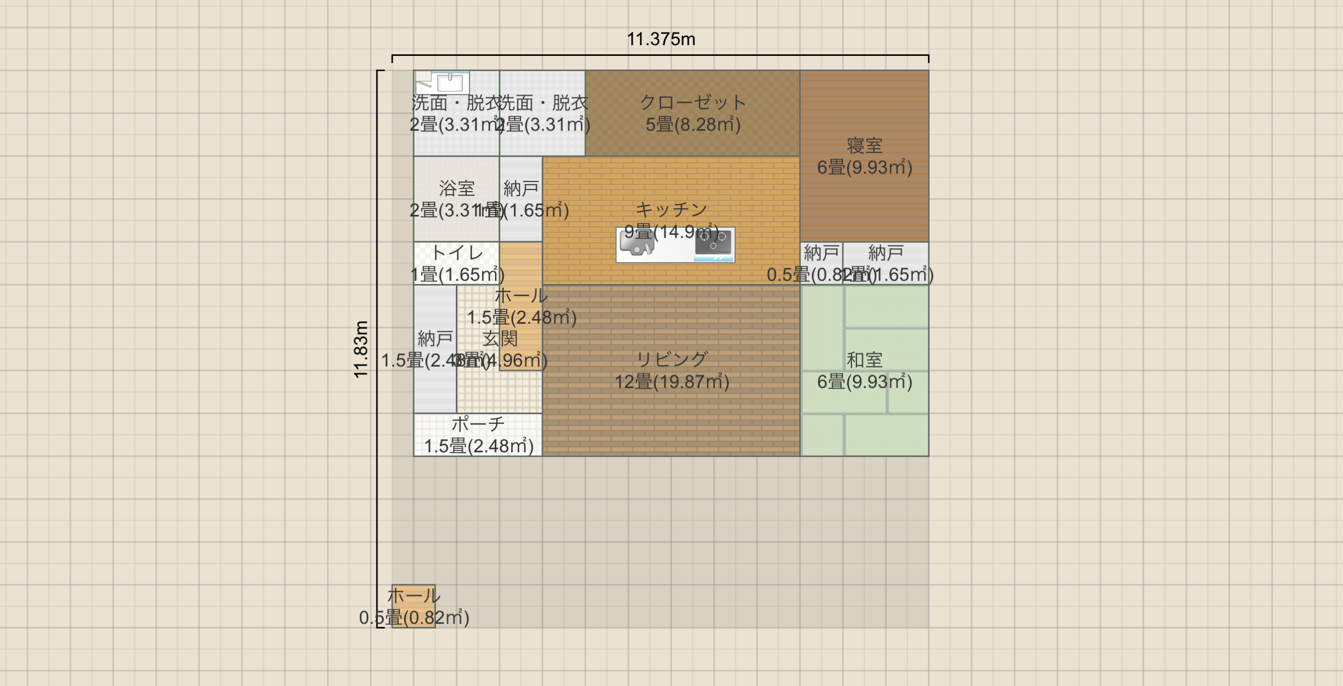 ③平屋　27坪（9×12）