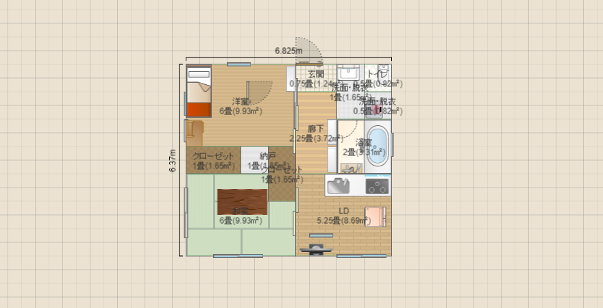 2DK-1F13.6坪45.13m2