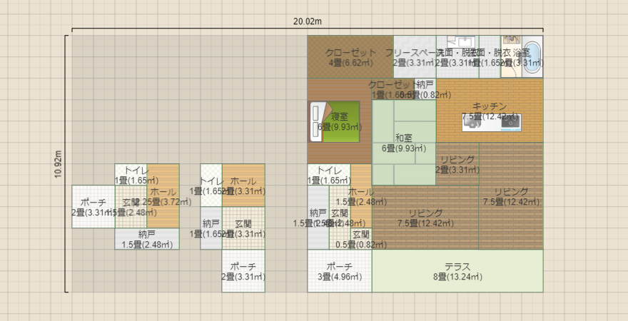 ①平屋　27.5坪（10×11）東アイランドキッチン