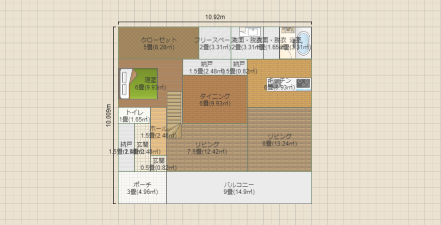 ②平屋　27坪(9×12）キッチン東