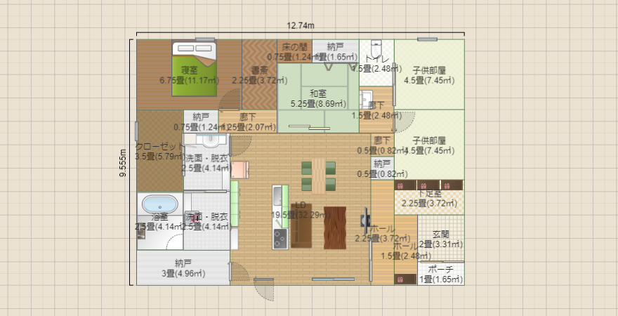 36.7坪（1階のみ＆寝室北）