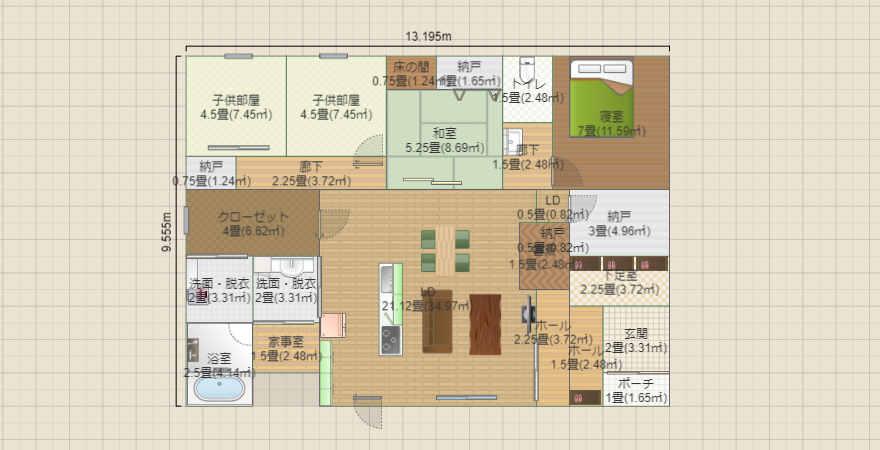 37.3坪（リビング中2階の書斎＆ファミリークローゼット）