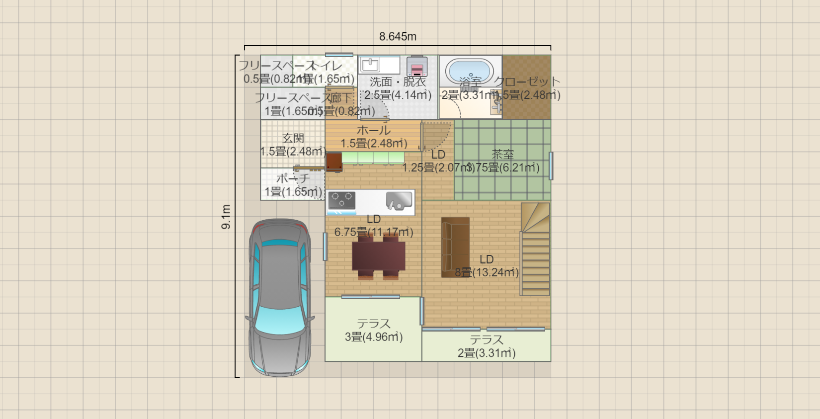 南玄関（延べ床96.88㎡）