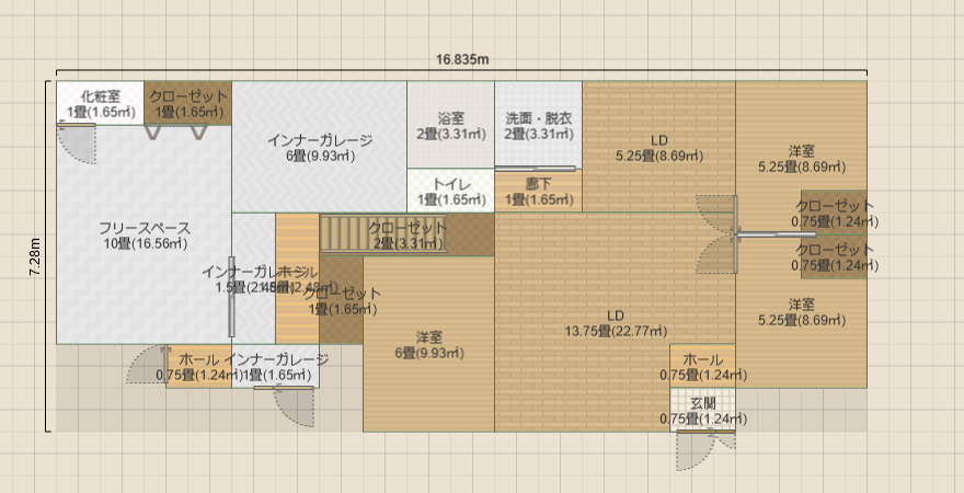 3玄関 ガレージ奥