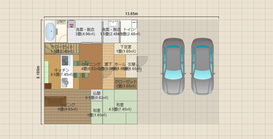 書斎２室のある4LDK　34坪