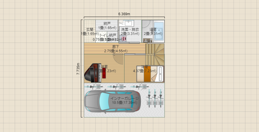 土地20坪5LDK（ピアノ室あり）