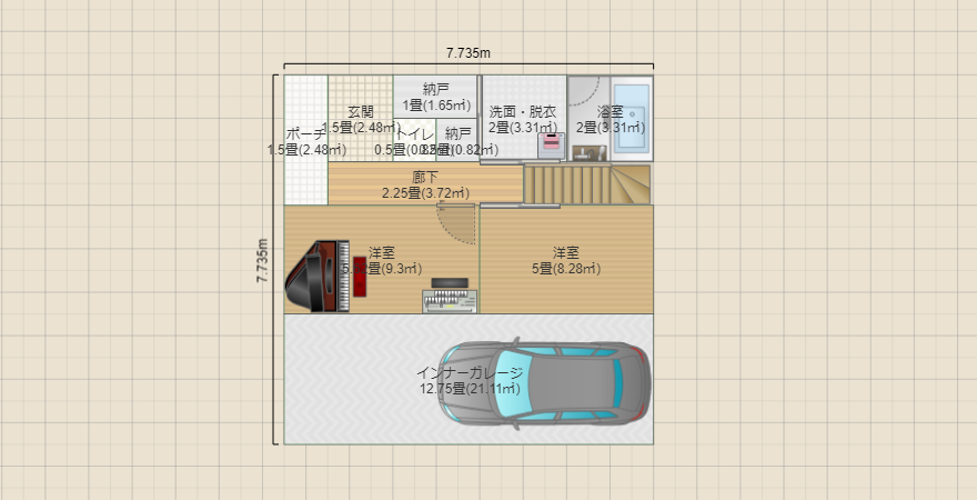 土地20坪5LDK（ピアノ室あり）