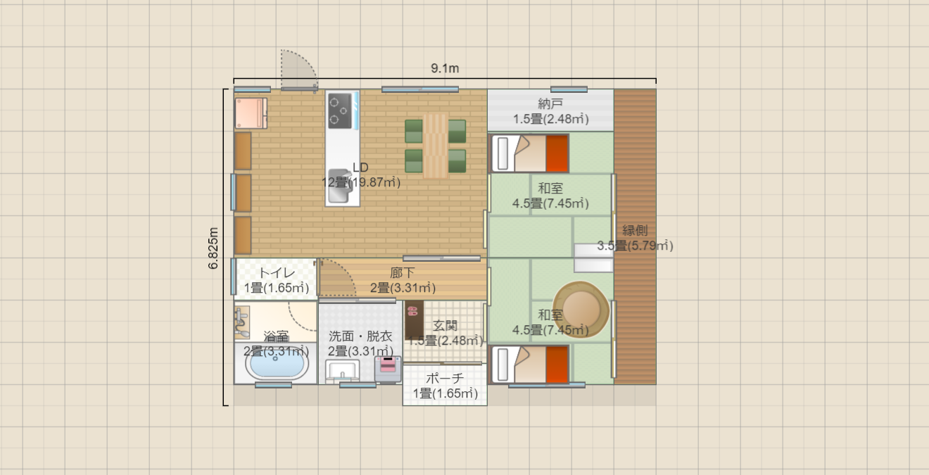 1人暮らし用平屋　16坪