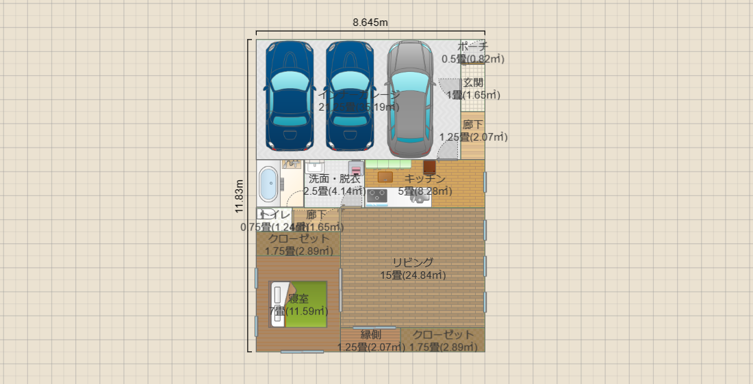 平屋ガレージハウス北玄関3