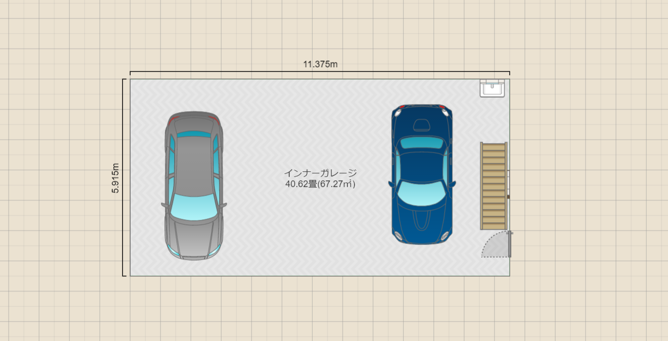 インナーガレージ　3階建て