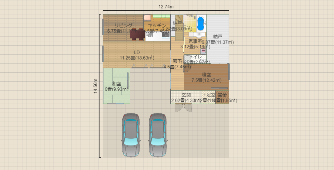 コの字型　２階子供部屋