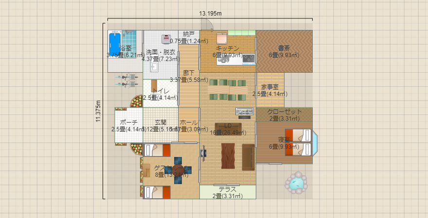 老夫婦Nの平屋(孫が集まってくるバージョン)