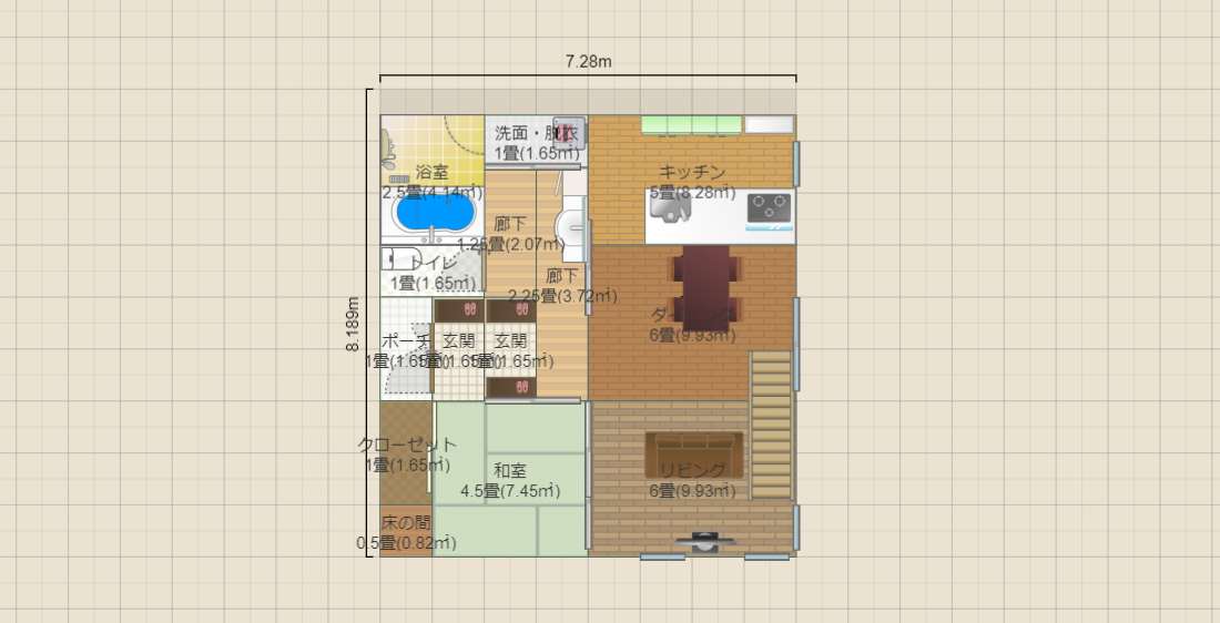 西玄関、和室⇔リビング、30坪(17+13)