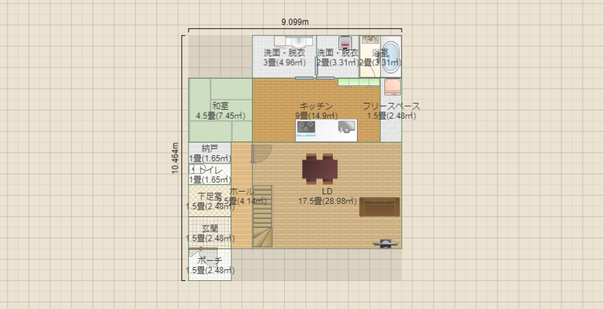 南西入り　リビング階段 