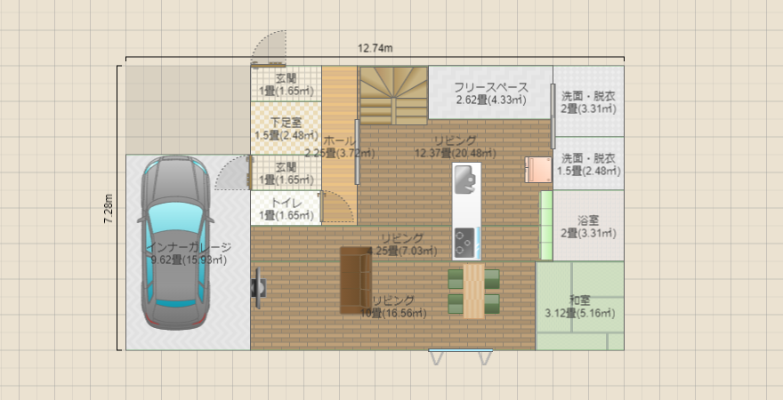 北側道路12.8×7.2(家相考慮)