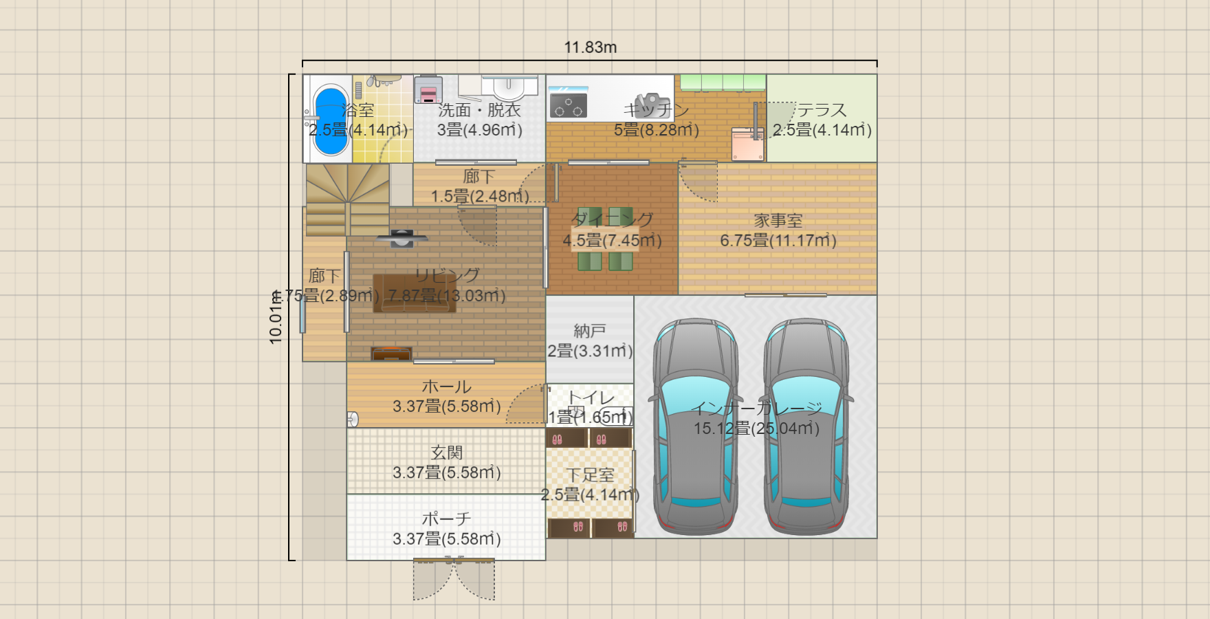 母同居二階建て