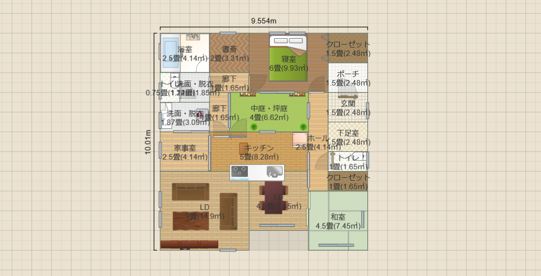 中庭2LDK(19畳)-NBL-和室SE(T2)9.6ｘ10　R4