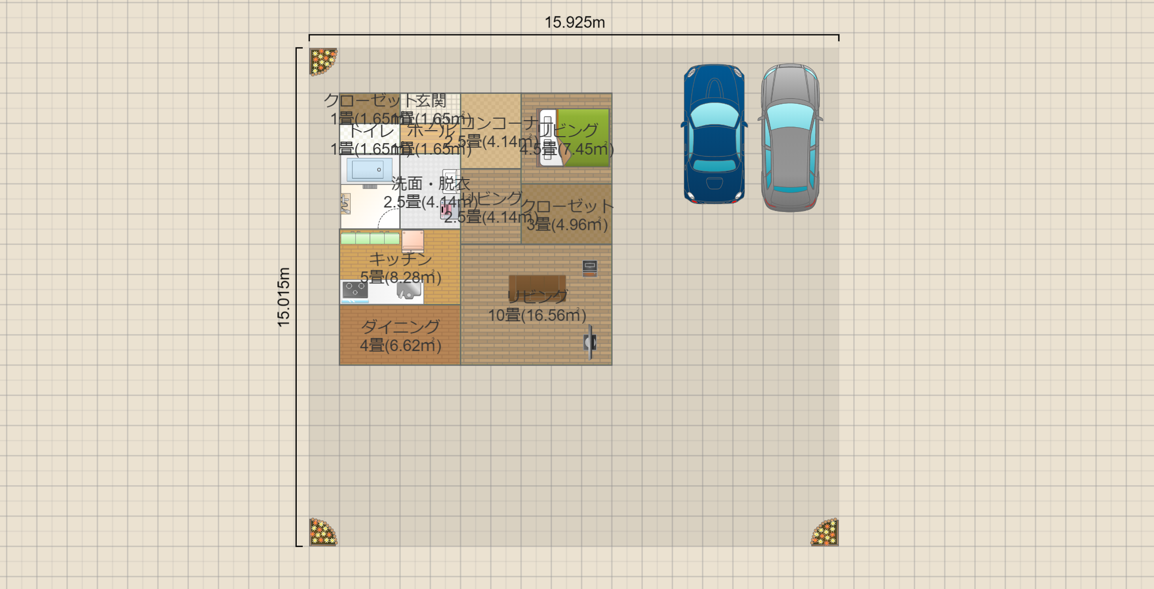 北の景色がよい20坪四角＋PCROOM