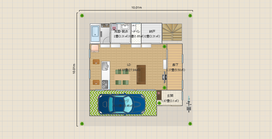 敷地100㎡／建蔽率60％／容積率200％（クリア）