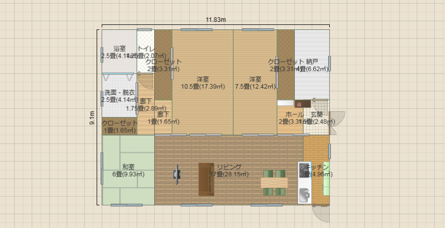 平屋32.7坪