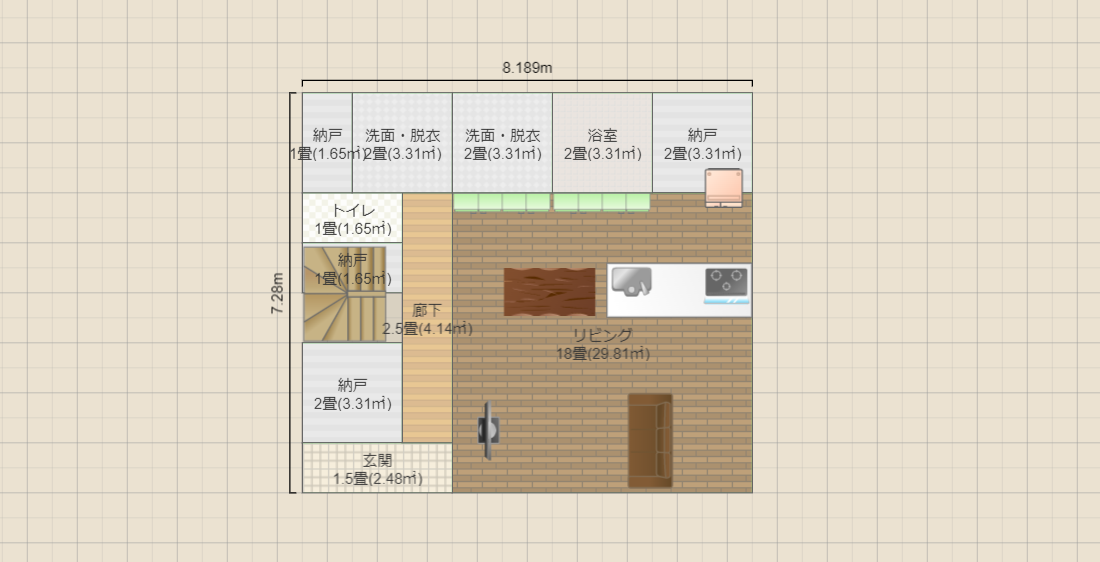 4.5間×4間　案1