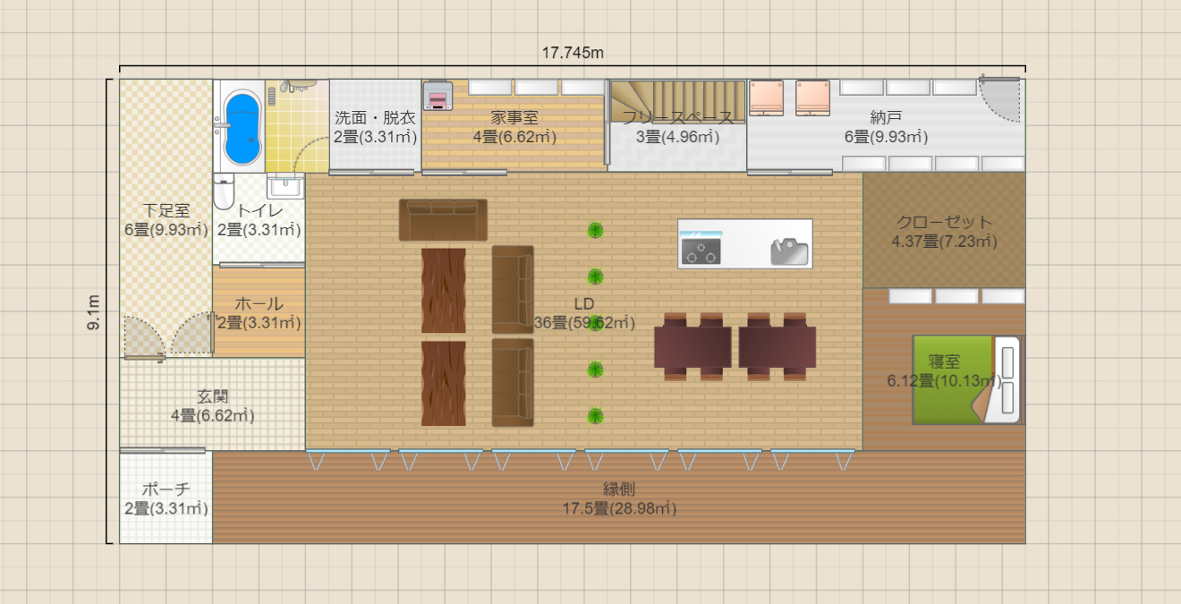 老後平屋(客間無し)