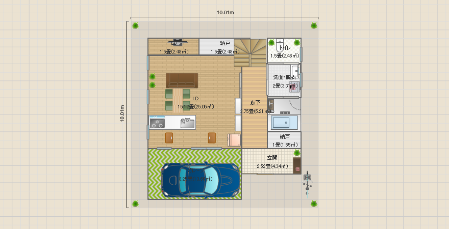 敷地100㎡／建蔽率60％／容積率150％③（クリア）