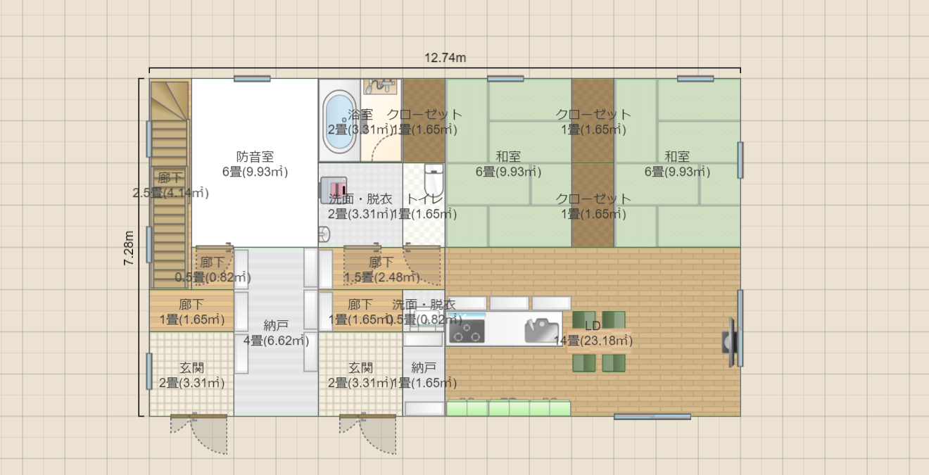 急遽考えた二世帯間取り