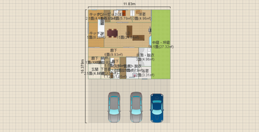 理想の間取り2　洗面所　小さめVer.お母さんの部屋