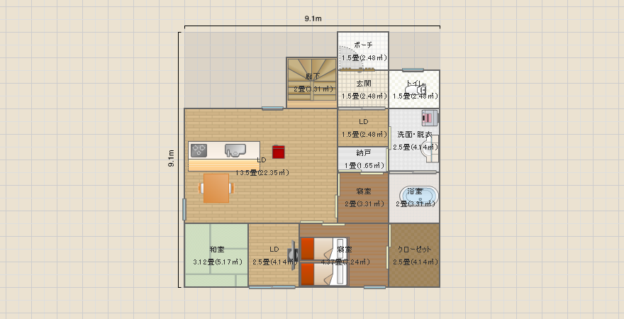 北入り西南畳コーナー版