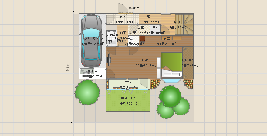 庭と遊ぶ家