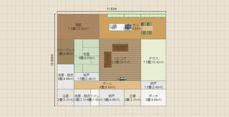 平屋34.5坪