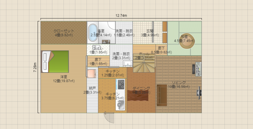 北玄関LDK22帖の2世帯住宅③