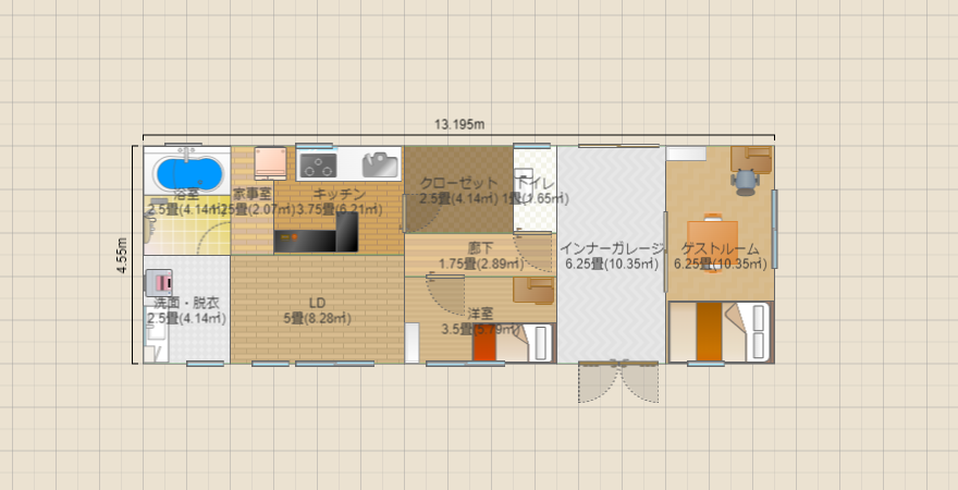 土間のある家＿平屋１階・ゲストルームは事務所使い可